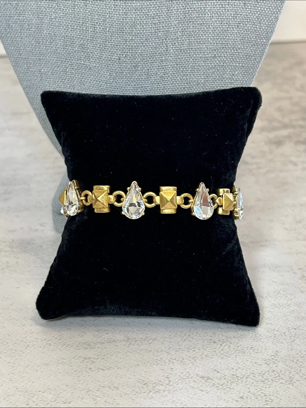 J. Crew Gold-Tone Bracelet with Clear Teardrop Crystals